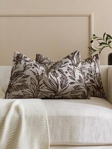 1pc Brown (No Filling) Vintage Floral Pattern Throw Pillow Cover, Fashionable Retro Comfortable Jacquard Chenille Fabric + Faux Cashmere Decorative Pillow Case, Suitable For Daily Home Decor, Sofa, Bed, Bedroom, Gifts, Holiday Decoration, All Seasons - Brown - View 8