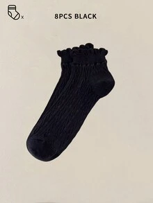 100只/80只/40只/30只装 女士隐形短袜，低帮袜，白色短袜，黑色短袜，女士袜，可爱袜，女童袜，踝袜，防滑设计，透气吸湿，柔软舒适，适合日常穿着 - 彩色 - 查看 13