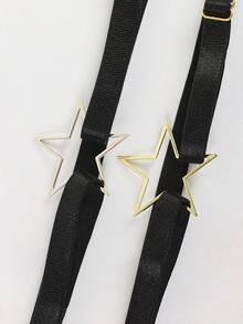 1件星形金属吊袜带，简约黑色弹力腿带，性感Y2K风格女性身体饰品 - 黑色 - 查看 8