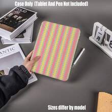 亚克力Y型折叠高透明保护壳，奶油色甜美波点条纹Y型折叠高透明款，奶油黄底粉蓝花卉竖条纹Y型折叠高透明保护壳特点：Y型三折支架设计，智能休眠/唤醒功能，全方位保护，亲肤边框材质，气囊防摔边框，多角度支架 - 彩色 - 查看 2