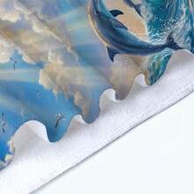 1 pieza Toalla de playa con diseño de delfín de tema oceánico, manta de playa extra grande de microfibra súper suave, toalla de baño súper absorbente, adecuada para viajes, piscina, buceo, surf, yoga, camping, disponible en varios tamaños, accesorios de playa para playa, piscina, viajes, camping, yoga - delfín - Ver 9