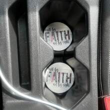 'Walk By Faith' Absorbent Car Cup Holder Coasters - EVA Material, Perfect For Vehicles And Home Desk - Coaster - View 3