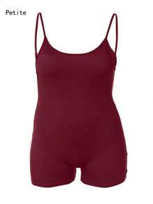 小巧性感露背褶皱连体裤，紧身夏季款 - 酒紅色 - 查看 5