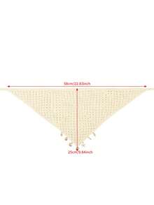 1件海洋主题钩针头巾，贝壳和海星吊坠装饰，象牙色镂空三角围巾，夏季度假/海滩/郊游配饰，节日，派对 - 彩色 - 查看 6