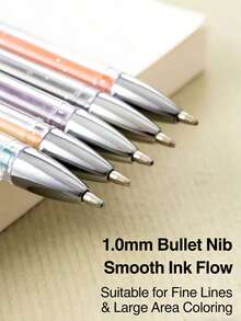 24 Colors Glitter Pens, Metallic Shiny Color, With Cap Glitter Pens Suitable For Adults And Children, Fine Tip 0.7mm Applicable For Adult Coloring Books, Painting And Journals - Sets - View 6