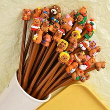 1/5pcs Creative Water Vole Themed Black Ballpoint Pen 0.5mm, Cute Quick-Drying Pen, Office & Writing Supplies, Suitable For School, Classroom Rewards, Holiday Gifts, High-Quality Gift Pen (Set With Refill) - A - View 2