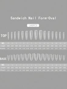 120 piezas/Caja Molde de extensión de uñas estilo sándwich, 60 piezas de molde superior + 60 piezas de molde inferior, 15 tamaños, pegatina de extensión de uñas acrílicas y de gel, con líneas guía - Multicolor - Ver 4