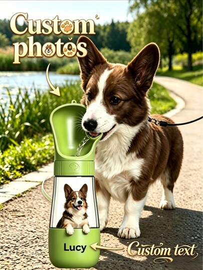 Customizable Name Personalized Pet Dog Water Bottle, Leak-Proof Portable Pet Travel Water Cup, Outdoor Walking Small Dog Drinking Water Dispenser, Lightweight Dog Travel Camping Water Distributor