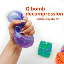 1pc New Nee Ddoh Marble Texture Malt Sugar Stress Relief Toy Cube Soft Squishy Anxiety Relief Toy Exquisite Versatile Niche Perfect Gift For Holiday Christmas FOUB - Large Pink - 查看 4