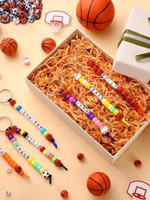 Sports Keychain Making Kit, Sport Ball Beads For Jewelry Making, DIY Baseball Basketball Football Soccer Bead Keychain Craft, Sport Party Favor Gift - DIY Making - View 3