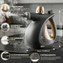 SUPERLEX Handheld Steam Cleaner, Power 1050W, Fast Heating, Equipped With 9 Accessories, With Lock And Protective Cover, Portable Steam Cleaner, Suitable For Carpets, Cars, Floors, Windows And Sofas - EU F Type Plug(220-240V) - View 4