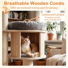 68.5'' Cat Tree Condo 4-Layer Wooden Kitten Activity Tower W/ Sisal Posts - 灰色 - 查看 5