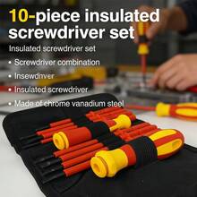 Juego de 10 destornilladores para electricistas, kit de destornilladores aislados de 500V con imán para electricistas profesionales y reparaciones en el hogar. - 10 piezas-a - Ver 3