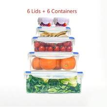 Awaoko 12pcs/24pcs Food Storage Containers, 5 Sizes, Reusable Sealed Lid PP Material Snap Lock Boxes, Suitable For Fruit, Vegetable, Salad, Pasta, Meat, Bento, Lunch And More, Fridge & Kitchen Organizer, Space Saving Stackable - Clear - View 11
