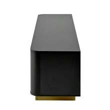 Meuble TV bas 170 cm (long) | Meuble TV bas moderne avec espace de rangement – Design arrondi, gestion des câbles, façade texturée – Meuble multimédia pour salon 170 cm - Noir - Voir 8