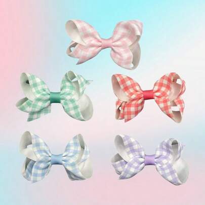 2个3.15英寸可爱清新格子蝴蝶结发饰，适合日常佩戴，也适合女士参加节日、舞会、派对等场合的装扮。