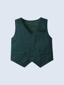 BOARNSEORL 3 件套年轻男孩绅士服装 - 长袖白衬衫配领结、背心和裤子，时尚，适合生日派对、婚礼、洗礼 - 綠色 - 查看 5