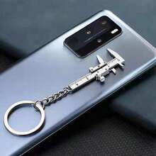 Silver Fashion Mini Vernier Caliper Keychain, Zinc Alloy 3D Moving Precision Micro Pocket Vernier Caliper Key Ring, Car Key Fob, Caliper Size Measurement - Vernier Caliper Keychain - View 4