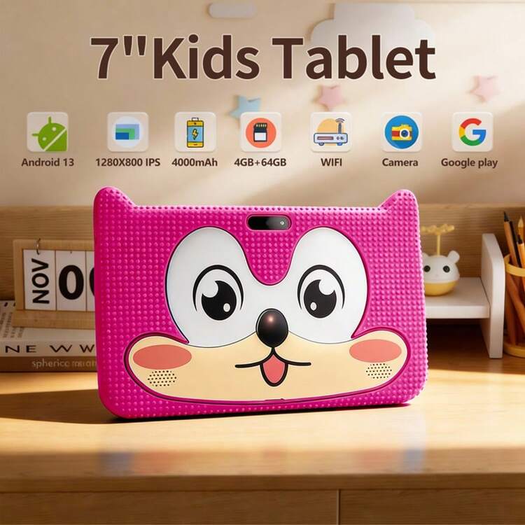 Children's Electronic Learning Toy / 4GB RAM + 64GB Storage / 7 Inch Kids Tablet / Quad-Core 1.3GHz Processor / Android 13 OS, MTK8321 Chip / 1280x800 IPS HD Screen / 2MP + 5MP Dual Camera / 4000mAh Large Capacity Battery / Supports WiFi, Parental Control And Educational Games / Made Of ABS Plastic + Silicone Material BDF Children's Educational Tablet (Includes: Packaging Box / Data Cable / User Manual / OTG Adapter / Card Reader) - Multicolor - View 11