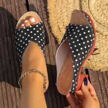 Giày sandal đế dày chấm bi đen dành cho nữ, giày cao gót dễ thương cho mùa lễ hội. - màu đen - Xem 15