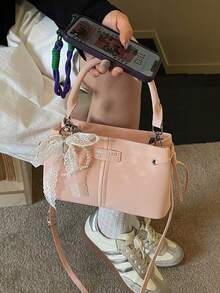 Túi xách nhỏ thời trang, túi đeo vai sành điệu mùa xuân mới dành cho nữ, túi vuông đeo chéo thanh lịch tiện dụng đi làm. - Hồng - Xem 3