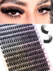 280 miếng/bộ, 14 hàng, lông mi mềm mại, lông mi chồn, 8-16mm, độ dài hỗn hợp, lông mi volume 3D kiểu Nga, lông mi rời, dùng để trang điểm, lông mi đen, hộp màu tím, chùm lông mi, búi lông mi, lông mi giả. - Xem 8
