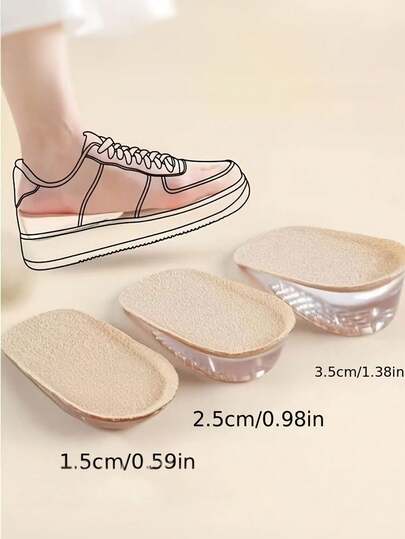 1 Pair Self-Adhesive Invisible Height Increase Insoles, Silicone Hidden Lift Pads, Half Insole Invisible Height Increase, No Devices Needed, Anti-Slip Breathable Flocking Honeycomb Silicone Pads, For Men & Women Sneakers, Boots, Daily Commute