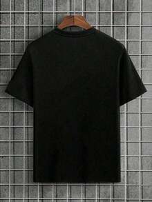 Camiseta hombre cuello redondo y manga corta. Estilo casual con estampados modernos y cómodos. Para hombres y mujeres, estilo pareja, pareja, camiseta de manga corta con estampado de moda - Negro - Ver 2