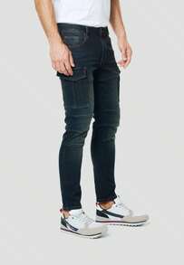 Koroshi Herren-Bikerjeans, Slim Fit, Dunkelblau, Stretch | Materialzusammensetzung: 70 % Baumwolle, 25 % Polyester, 3 % Viskose, 2 % Elastan. Dunkelblau. Größen: 28/30/32/34/36/38 - marineblau - Übersicht 8