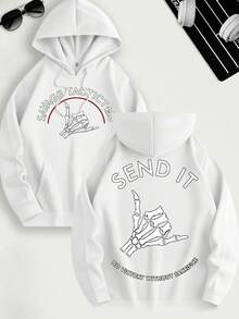 LUNAR SATELLITE / Men's Printed Hoodie / Y2K Print Hoodie / Street Style / Hoodie Men Tactictais Send It No Victory Without Sacrifice Vintage T Shirts 100 Percent Cotton Graphic T Shirts Graphic Graphic Tees - trắng - Xem 1