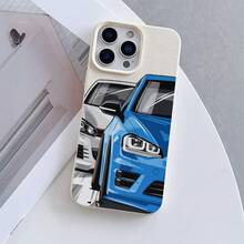 1 pieza Funda suave de TPU con cobertura completa y textura de cuero, con estampado UV de un patrón de coche azul y plateado, funda de teléfono de moda compatible con iPhone 7/8/7 Plus/8 Plus/X/XS/XR/XS Max/11/11 Pro/11 Pro Max/12/12 Pro/12 Pro Max/12 Mini/13/13 Pro/13 Pro Max/13 Mini/14/14 Pro/14 Pro Max/14 Plus/15/15 Pro/15 Pro Max/15 Plus/16/16 Pro/16 Pro Max/16 Plus/17/17 Pro/17 Pro Max/Air - Multicolor - Ver 2