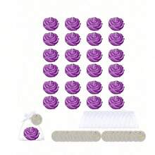 24pcs Rose Scented Candle Set With Organza Bags And Thank You Cards, Romantic Rose Scented Candles For Wedding, Party, Proposal And Home Decor - 24Pcs - View 5