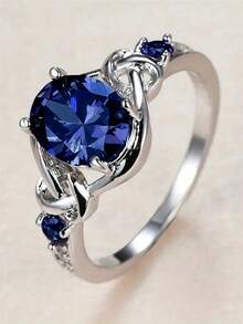 1pc Elegant Cubic Zirconia Stone Ring, Suitable For Women Wear, Ideal For Wedding, Engagement, Anniversary Party, Valentine's Day Gift - 1# - View 2