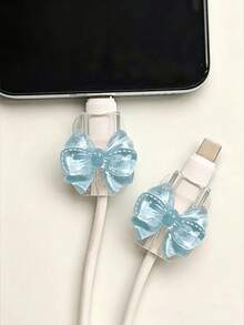 2 piezas Protector de cable con diseño de mariposa transparente, duradero, protector de cable universal tipo C para prevenir roturas - Multicolor - Ver 8