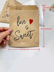 100/60/50/30 chiếc túi giấy Kraft màu nâu, in hình trái tim màu đỏ và dòng chữ "Love Is Sweet", túi quà tặng lãng mạn phù hợp cho Ngày Valentine, kỷ niệm, lễ cưới, tiệc cô dâu, gói quà lãng mạn và các sự kiện ngày lễ. - Nhiều màu - Xem 2