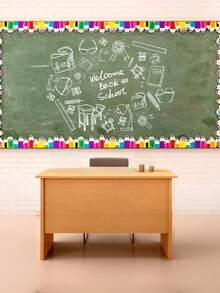 1pc Colorful Pencil Theme Bulletin Board Border Roll - Multicolor Classroom Decor, Back To School Colored Pencil Blackboard Bulletin Board Border Decorative Paper, Suitable For Back To School Season, Pencil Shaped Border Roll For Display Board, Teacher Supplies, Student Workspace, Bulletin Board Decor, And Office - Multicolor - View 4