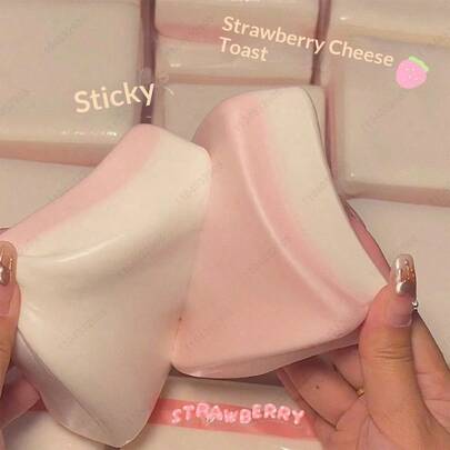 1pc 2026 Double-Sided Strawberry Mocha Soft Chewy Candy, Soft And Bouncy Texture, Delicious Sweet Taste, Can Be Used As Stress Relief Toy Or Party Favor