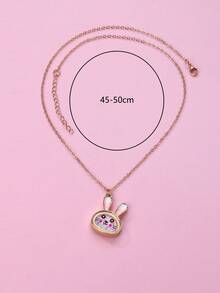 1pc Children's Cute Cartoon Colorful Bead Rabbit Pendant Necklace, Suitable For Daily Wear, Gift, Holiday - Multicolor - View 5
