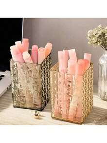 1/2/4pcs Minimalist Transparent Rectangular Multi-Compartment Large Capacity Cosmetic Storage Box, Suitable For Bathroom, Bedroom, Dorm And Office, Mother's Day Gift - Multicolor - View 5