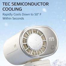 2026 New Arrival Clip On Fan, USB Rechargeable Personal Fan, 360° Rotatable Car Vent Fan With Power Bank And LED Display, Up To 10-20 Working Hours, For Car, Office, Bedroom - D-white - View 7