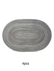 Bộ 1/2/4/6/8 tấm lót bàn hình bầu dục bằng polyester màu be ombre tối giản. - Màu xám đen - Xem 8