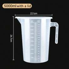Taza medidora de plástico engrosada de 100-5000ml con escala, taza medidora de calidad alimentaria, vaso medidor Experimental, vaso de plástico - 5000 ml (con tapa) - Ver 3