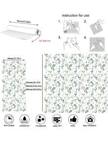 1 Roll Green Leaf Wallpaper, Bohemian Style Removable Design Wallpaper. Its Design Adopts A Modern Minimalist Self-Adhesive Style, Suitable For Cabinet Decoration, Bedroom Accent, Wall Panels With Removable Stickers, And Special Wall Surfaces Or Interior Decoration For The Entire Room. - Multicolor - View 11