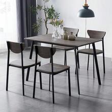 Dining Table And Chairs Set Metal Wood Effect Table Dining Set 4 Chairs - Black - View 4