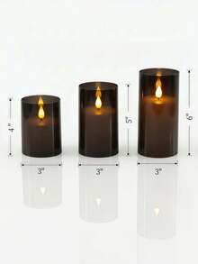 1/2/3pcs Flameless LED Candle Set With Remote Control, Flickering Effect And Timer Function, Suitable For Holidays, Weddings, Gifts, Fireplace, Home Decor - Black - View 9