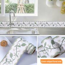 Self-Adhesive Ceramic Tile Trim Sticker, Decorative Wall Border For Kitchen, Bathroom, Waterproof Baseboard - Green-edged Vines - View 1