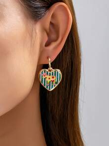 1 pièce Charme de cœur de cowboy/cowgirl occidental en émail pour la création de bijoux - Pendentif thème sud-ouest pour collier, bracelets, boucles d'oreilles - Far West, cactus, cowboy, cowgirl, bottes, accessoires de bijouterie cheval - Multicolore - Voir 3