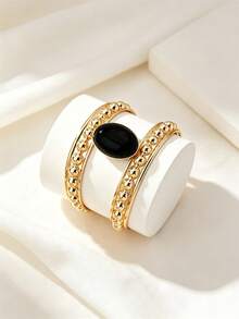 1 chiếc vòng tay kim loại kiểu Bohemian đính đá giả ngọc lam, thích hợp cho phụ nữ dự tiệc, đi chơi và đeo hàng ngày. - Vòng tay cổ điển - Xem 15