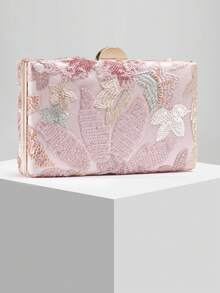 New European And American Fashion Pearl Embroidered Evening Clutch, Suitable For Parties, Galas, Weddings, Random Pattern - Pink - View 2