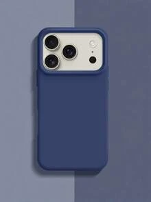 1件極簡液態矽膠磁吸無線充電手機殼，適用於 iPhone 17 Air 16 14 13 12 15 Pro Max Plus，附天鵝絨相機保護 - 藏蓝色 - 查看 3